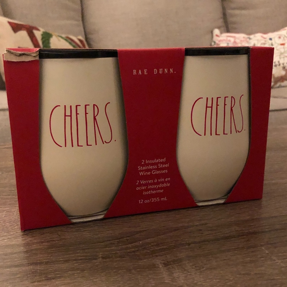 Rae Dunn cheers wine tumblers